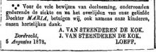 1878 Overlijden Maria van Steenderen de Kok [1855 - 1878]  